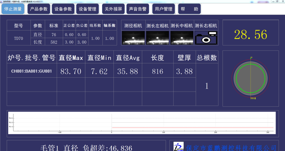 機器視覺法測徑測長儀在毛管生產中的測量